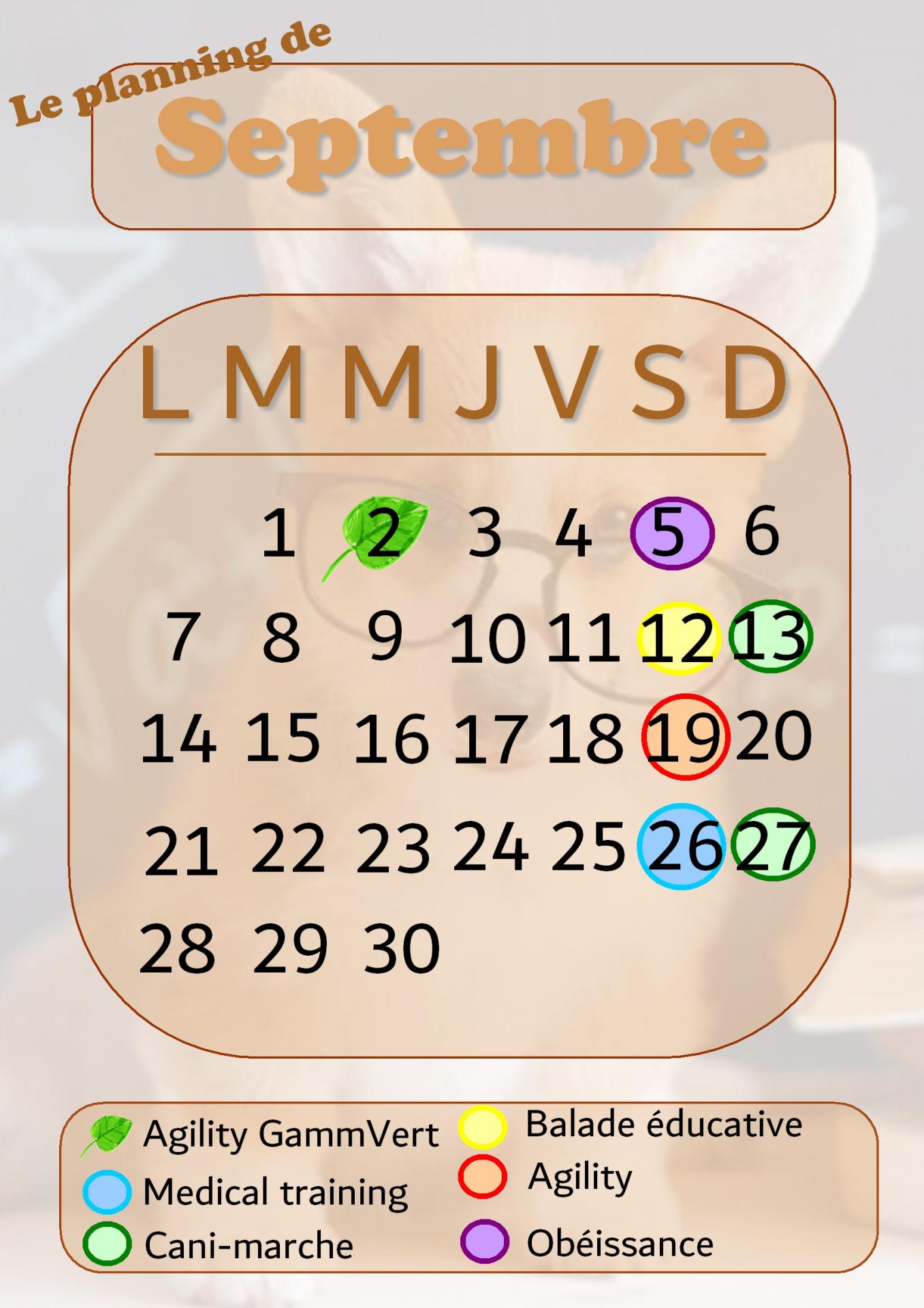 Planning septembre